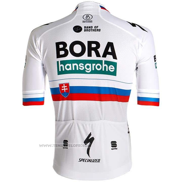 2021 Maillot Cyclisme Bora Champion Belgique Blanc Manches Courtes et Cuissard